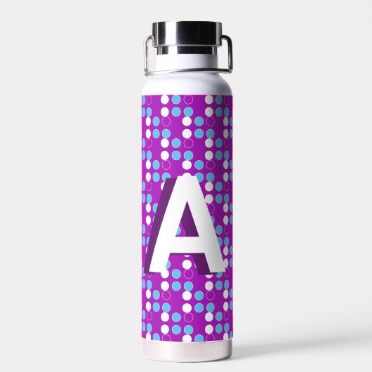 Paarse Patroon Stippen Aangepaste Monogram Kindere Waterfles (Achterkant)