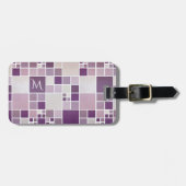 Paarse Patroon Waterverf Monogram Bagagelabel (Voorkant horizontaal)