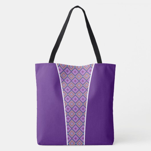 Paarse Patterned Canvas tas (Achterkant)