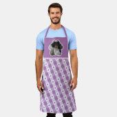 Paarse Pauw Print Check Pattern Dog Foto Schort (Gedragen)