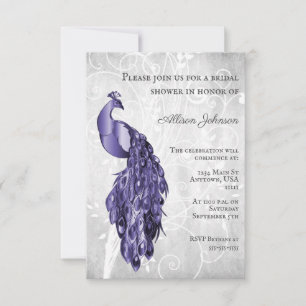 Paarse Peacock Bridal Shower Kaart
