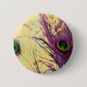 Paarse Peacock-doether Ronde Button 5,7 Cm