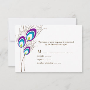 Paarse Peacock Feathers RSVP-kaarten RSVP Kaartje