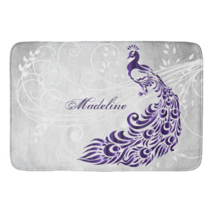 Paarse Peacock - Gepersonaliseerde Bath Mat
