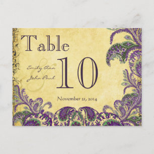Paarse peacock-kleuren Paisley Weddenrolnummer Briefkaart