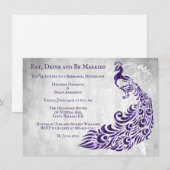 Paarse Peacock Leaf Vine Rehearsal Dinner Invite Kaart (Voorkant / Achterkant)