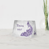 Paarse Peacock Leaf Vine Weddenschap Bedankt kaart (Voorkant)