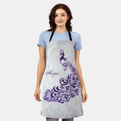 Paarse Peacock personaliseer het Schort van de Dru (Gedragen)