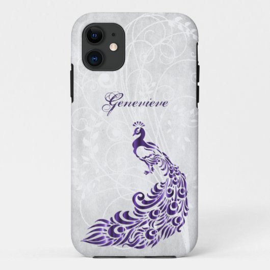 Paarse Peacock Persoonlijke Hoesje-Mate iPhone Cas Case-Mate iPhone Case (Achterkant)