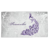 Paarse Peacock Persoonlijke Kussenslopen (Voorkant-Rechts)