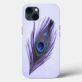 Paarse Peacock Veer op Paars iPhone 13 Hoesje