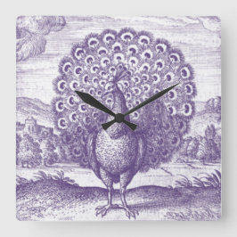  Paarse Peacock Vierkante Klok