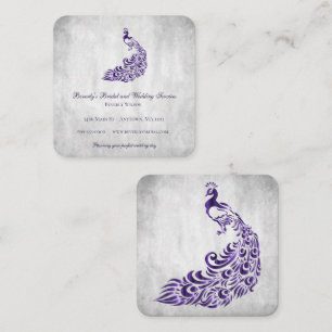 Paarse Peacock Wedding and Bridal Services Vierkante Visitekaartje