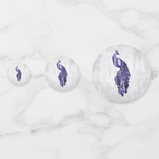 Paarse Peacock Wedding Confetti (Achterkanten)