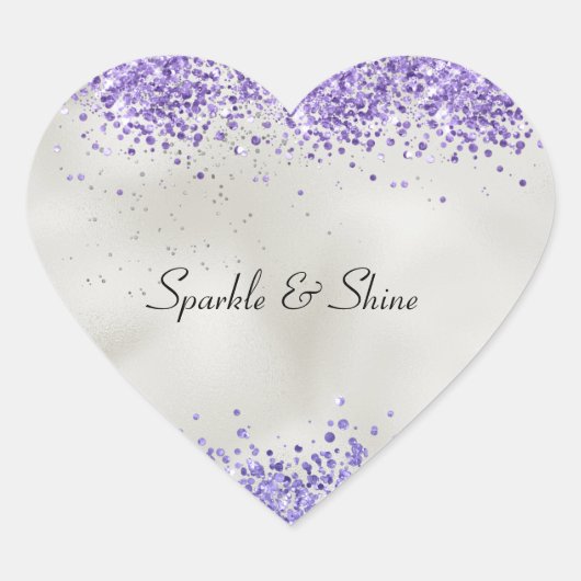 Paarse Pearl Silver Sparkle Hart Sticker (Voorkant)