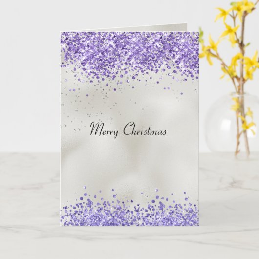 Paarse Pearl Silver Sparkle Kaart (Gele Bloem)