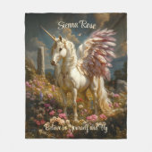 Paarse Pegasus Stone Circle Fantasy Mythisch Paard Fleece Deken (Voorkant)