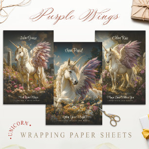 Paarse Pegasus Stone Circle Fantasy Mythisch Paard Inpakpapier Vel