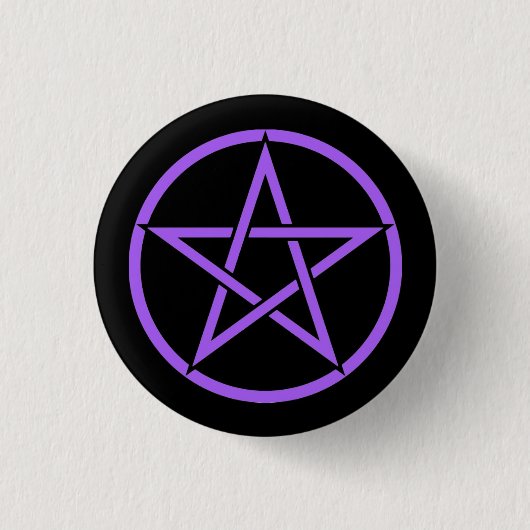 Paarse Pentacle Pentagram Button Badge (Voorkant)
