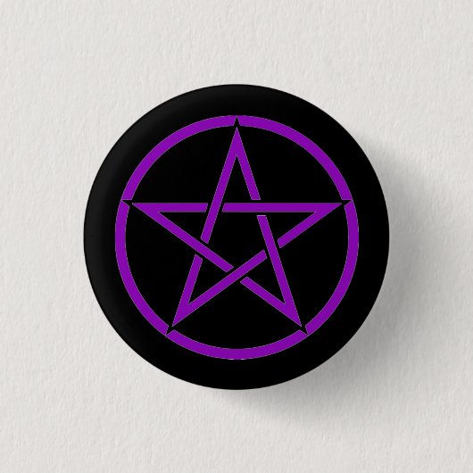 Paarse Pentacle Pentagram Button Badge (Voorkant)