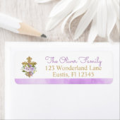Paarse Peonies Baptism Return Address Labels (Insitu)