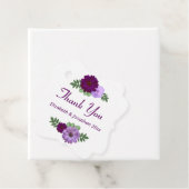 Paarse Peony Floral Wedding Bedankjes Labels (In situ)