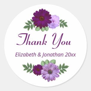 Paarse Peony Floral Wedding Ronde Sticker