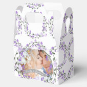 Paarse Peony Floral Wreath Wedding Bedankdoosjes (Geopend)