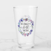 Paarse Peony Floral Wreath World's best Mam Gift Glas (Achterkant)