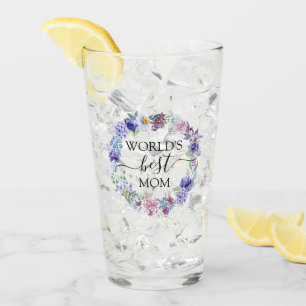 Paarse Peony Floral Wreath World's best Mam Gift Glas