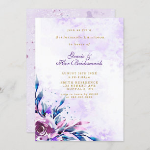 Paarse Peony Gold Bridesmaids Luncheon Invites