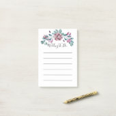 Paarse Peony waterolor floral DO list to DO Post-it® Notes (Op bureau)