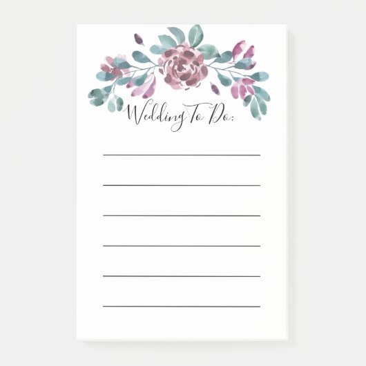 Paarse Peony waterolor floral DO list to DO Post-it® Notes (Voorkant)