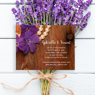 Paarse Periwinkle Barn Wood Wedding Save the Date Magnetische Uitnodiging