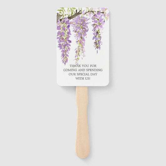 Paarse Periwinkle Wisteria Vine Wedding Handwaaier (Achterkant)