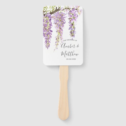 Paarse Periwinkle Wisteria Vine Wedding Handwaaier (Voorkant)
