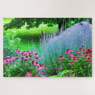Paarse Perovskia en Echinacea Legpuzzel