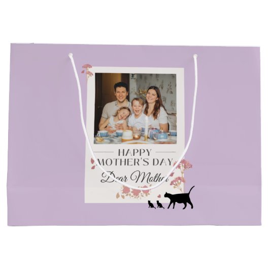 Paarse persoonlijke foto en Moederdag Groot Cadeauzakje (Achterkant)