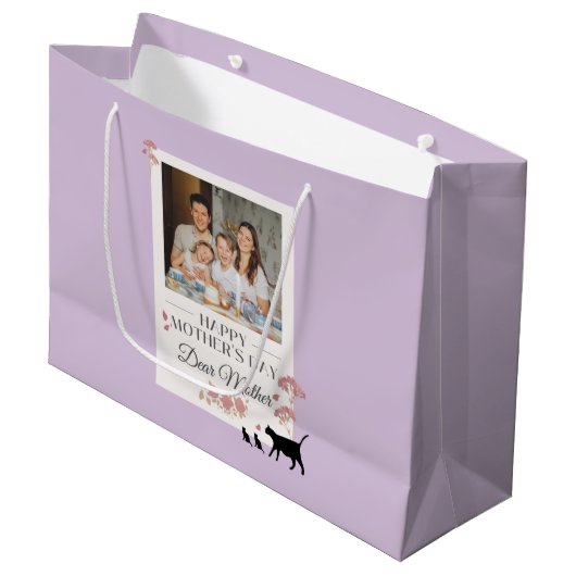 Paarse persoonlijke foto en Moederdag Groot Cadeauzakje (Voorkant Gekanteld)