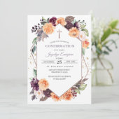 Paarse Perzik Bloemen Herfst Bevestigingsuitnodigi Kaart (Staand voorkant)