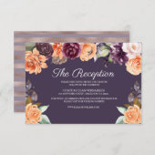 Paarse perzik val bruiloft receptie behuizing Kaar Informatiekaartje (Voorkant / Achterkant)