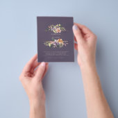 Paarse Perzik Zomer Bloemige Trouw Uitnodiging QR  Flyer (Hand)