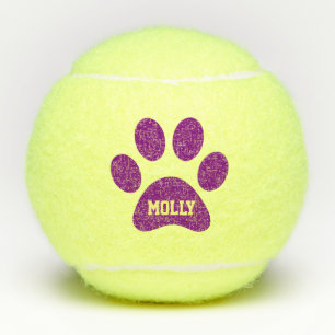 Paarse Pet Paw Afdrukken Persoonlijke naam Speelgo Tennisballen