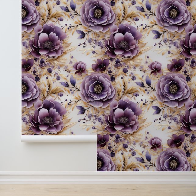 Paarse Petal Serenity Peel and Stick Behang (Applicatie)