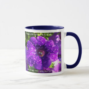 Paarse Petunia-Mok met Citaat Mok