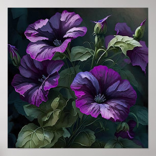 Paarse Petunias Bloemen Art Print Poster