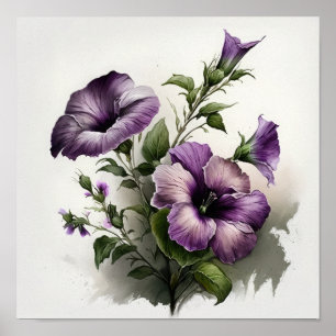 Paarse Petunias Bloemen Art Print Poster