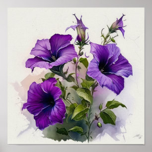 Paarse Petunias Bloemen Art Print Poster