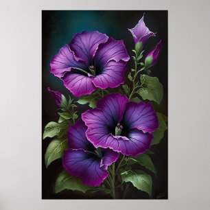 Paarse Petunias Bloemen Art Print Poster
