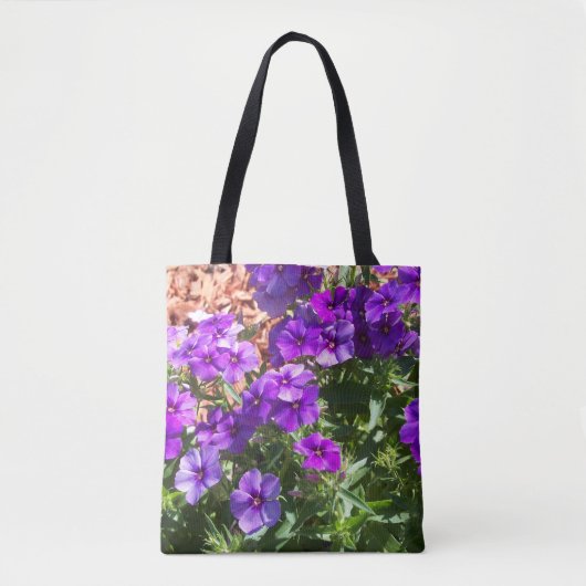 Paarse Phlox-bloemen op een canvas tas (Voorkant)